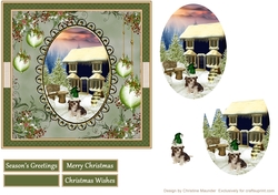 Christmas Winter Scene with puppy