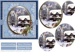 Blue Winter Christmas Scene