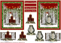 Christmas Windows - Candles - Red