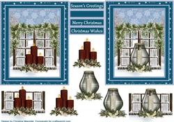 Christmas Windows - Candles - Blue