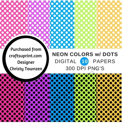 Neon Colors with Polka Dots Paper Set