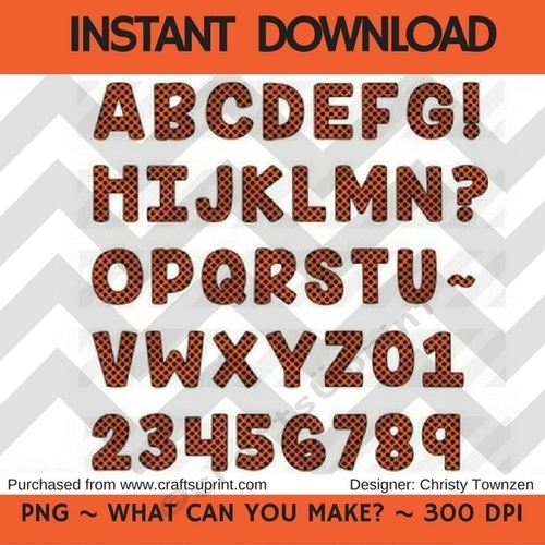 Halloween Orange & Black Polka Dotted Digital Alphabet & Number Set