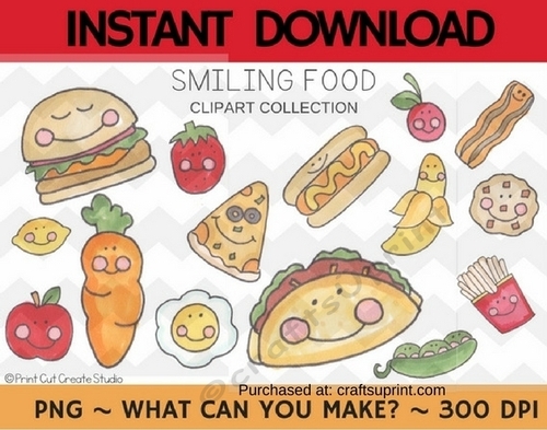 Smiling Food Clipart Collection ~ Commercial Use*
