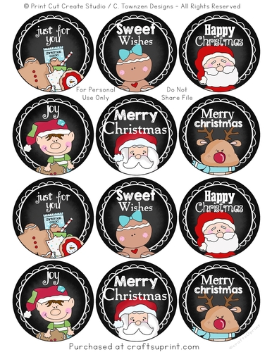 Sweet Chalkboard Christmas Cuties Sticker Sheet