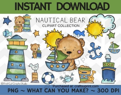 Nautical Bear Clipart Collection ~ Commercial Use*
