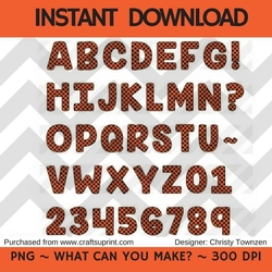 Halloween Orange & Black Polka Dotted Digital Alphabet & Number Set