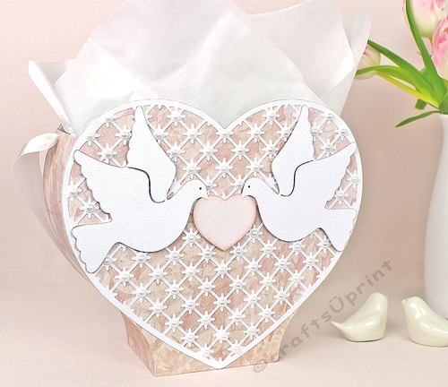 Heart Shaped Gift Bag with Doves