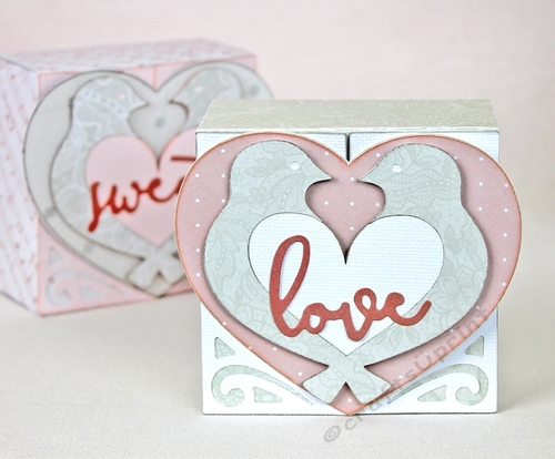 Heart Favour Box with Love Birds