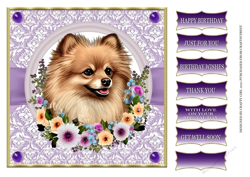 DOG IN A FLORAL WREATH
