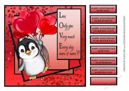 CUTE PENGUIN WITH HEART BALLOONS