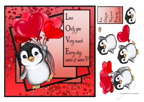 CUTE PENGUIN WITH HEART BALLOONS KIT