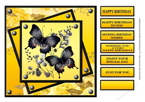 BLACK AND YELLOW BIRTHDAY BUTTERFLIES