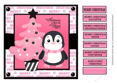 PINK WHITE AND BLACK PENGUIN CHRISTMAS