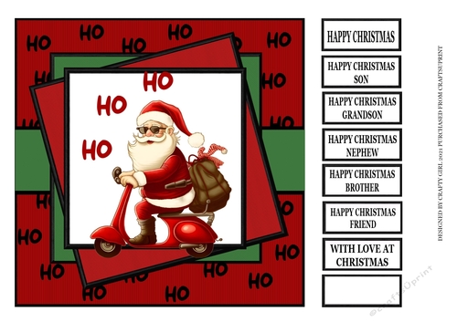 SANTA RIDING A SCOOTER/MOPED