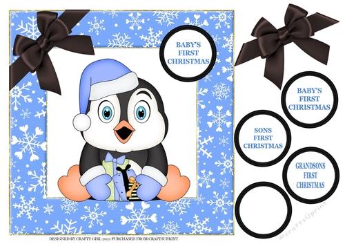FIRST CHRISTMAS PENGUIN - 8X8 - BLUE