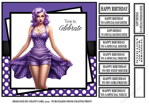 PURPLE POLKA DOT PIN UP GIRL