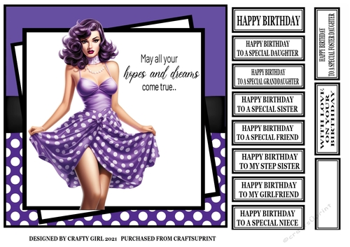 PURPLE POLKA DOT PIN UP GIRL 1