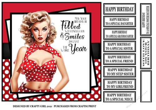 RED POLKA DOT PIN UP GIRL 1