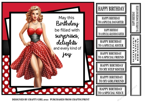 RED POLKA DOT PIN UP GIRL