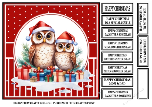 CHRISTMAS OWLS WITH GIFTS