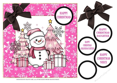SNOWMAN WITH GIFTS - PINK