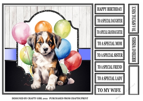 BIRTHDAY PUPPY WITH BALLOONS