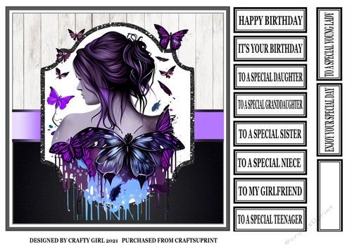 GIRL WITH PURPLE BUTTERFLIES 