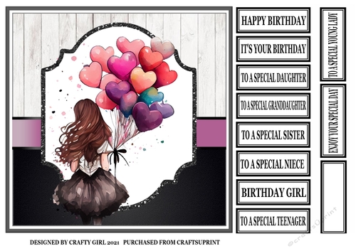 GIRL WITH HEART BALLOONS