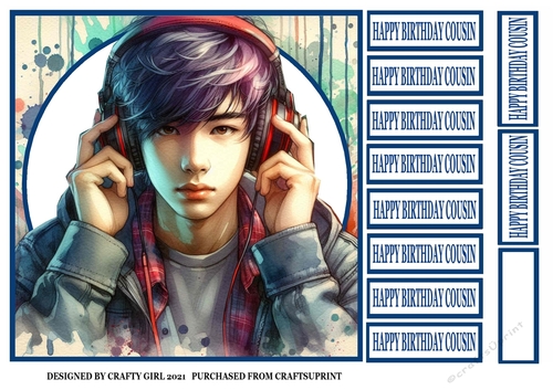 TEEN BOY BIRTHDAY - COUSIN (CUSTOMER REQUEST - ALL SENTIMENTS - HAPPY BIRTHDAY COUSIN)