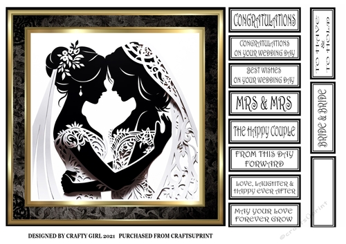 BLACK & GOLD WEDDING COUPLE MRS & MRS