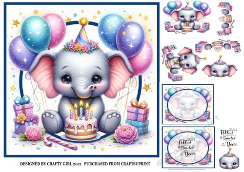 BIRTHDAY ELEPHANT WITH CAKE KIT