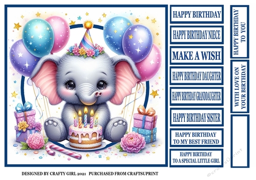 BIRTHDAY ELEPHANT WITH CAKE