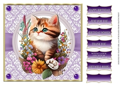 CUTE CAT WITH FLOWERS