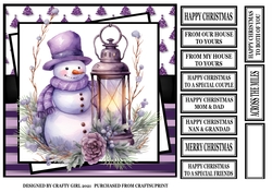 PURPLE SNOWMAN AND LANTERN
