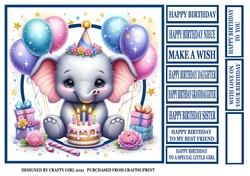 BIRTHDAY ELEPHANT WITH CAKE