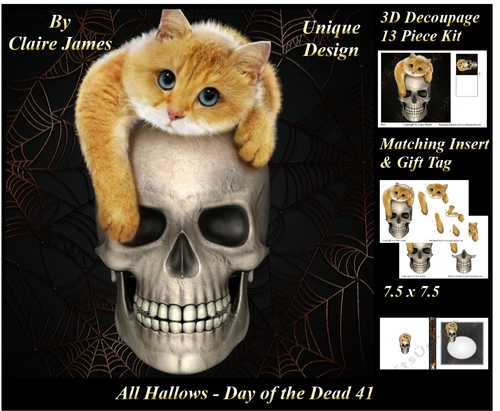 All Hallows Eve - The Day Of The Dead 41 - Special 3D Decoupage + Insert & Tag