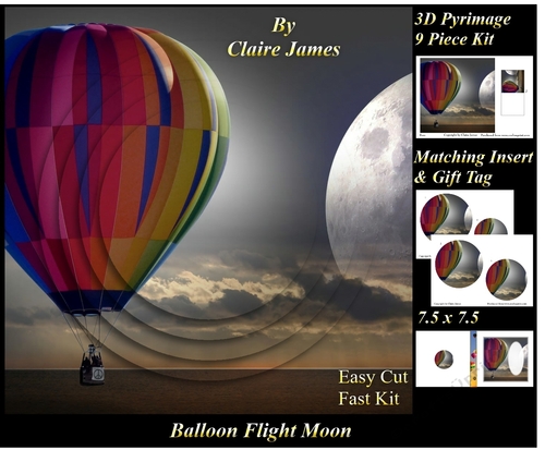 Hot Air Balloons - Balloon Flight Moon - Pyrimage/Pyramid + Insert & Tag