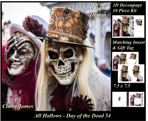 All Hallows Eve - The Day Of The Dead 54 - Special 3D Decoupage + Insert & Tag