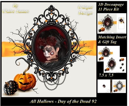 All Hallows Eve - The Day Of The Dead 92 - Special 3D Decoupage + Insert & Tag