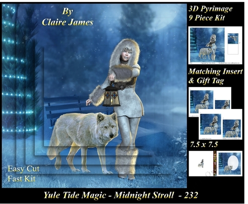 Yule Tide Magic - Midnight Stroll 232 - 3D Pyramid/pyrimage + Insert & Gift Tag