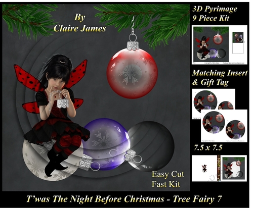 Twas The Night Before Christmas - Tree Fairy 7 - 3D Pyramid/pyramid + Matching Insert & Tag 