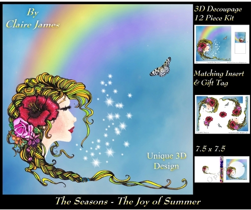 The Seasons - The Joy of Summer - 3D Decoupage + Matching Insert & Tag 