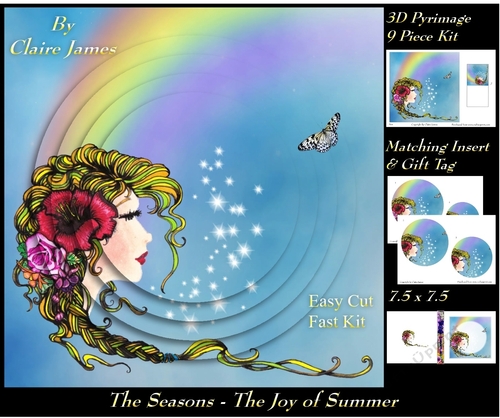 The Seasons - The Joy of Summer - 3D Pyramid/pyramid + Matching Insert & Tag 