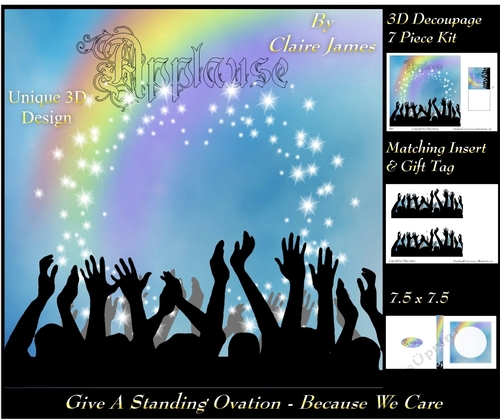 Give A Standing Ovation - Because We Care - 3D Decoupage + Matching Insert & Tag 