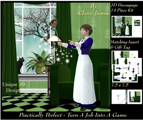 Fairy Tales - Practically Perfect - Turn A Job Into A Game - Special 3D Decoupage + Insert & Tag