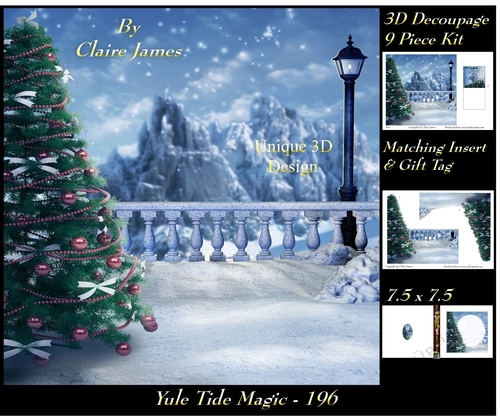 Yule Tide Magic 196 - Christmas - 3D Decoupage + Insert & Tag