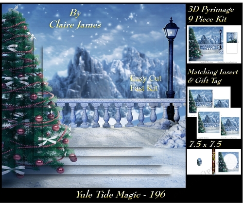 Yule Tide Magic 196 - Christmas - 3D Pyramid/pyrimage + Insert & Gift Tag