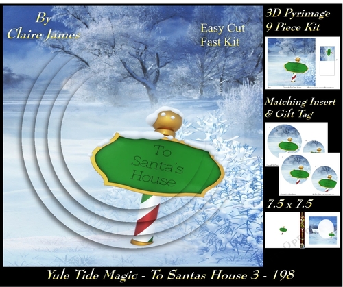 Yule Tide Magic 198 - Santas House 3 - 3D Pyramid/pyrimage + Insert & Gift Tag