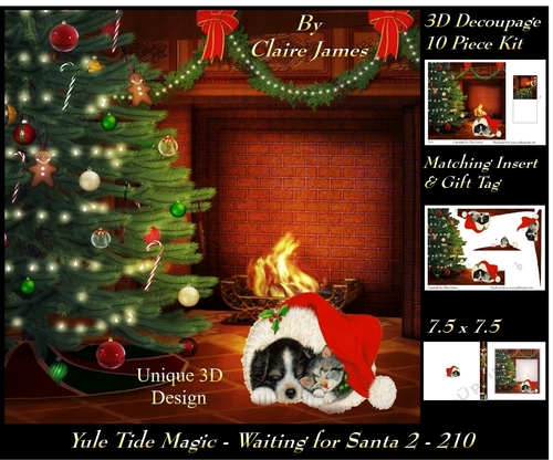 Yule Tide Magic 210 - Waiting for Santa 2 - 3D Decoupage + Insert & Tag