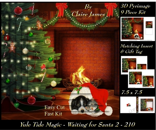 Yule Tide Magic 210 - Waiting for Santa 2 - 3D Pyramid/pyrimage + Insert & Gift Tag